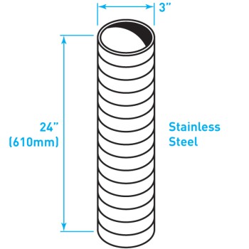 Truck Exhaust Flexible Tube, Stainless Steel - 3" x 24"